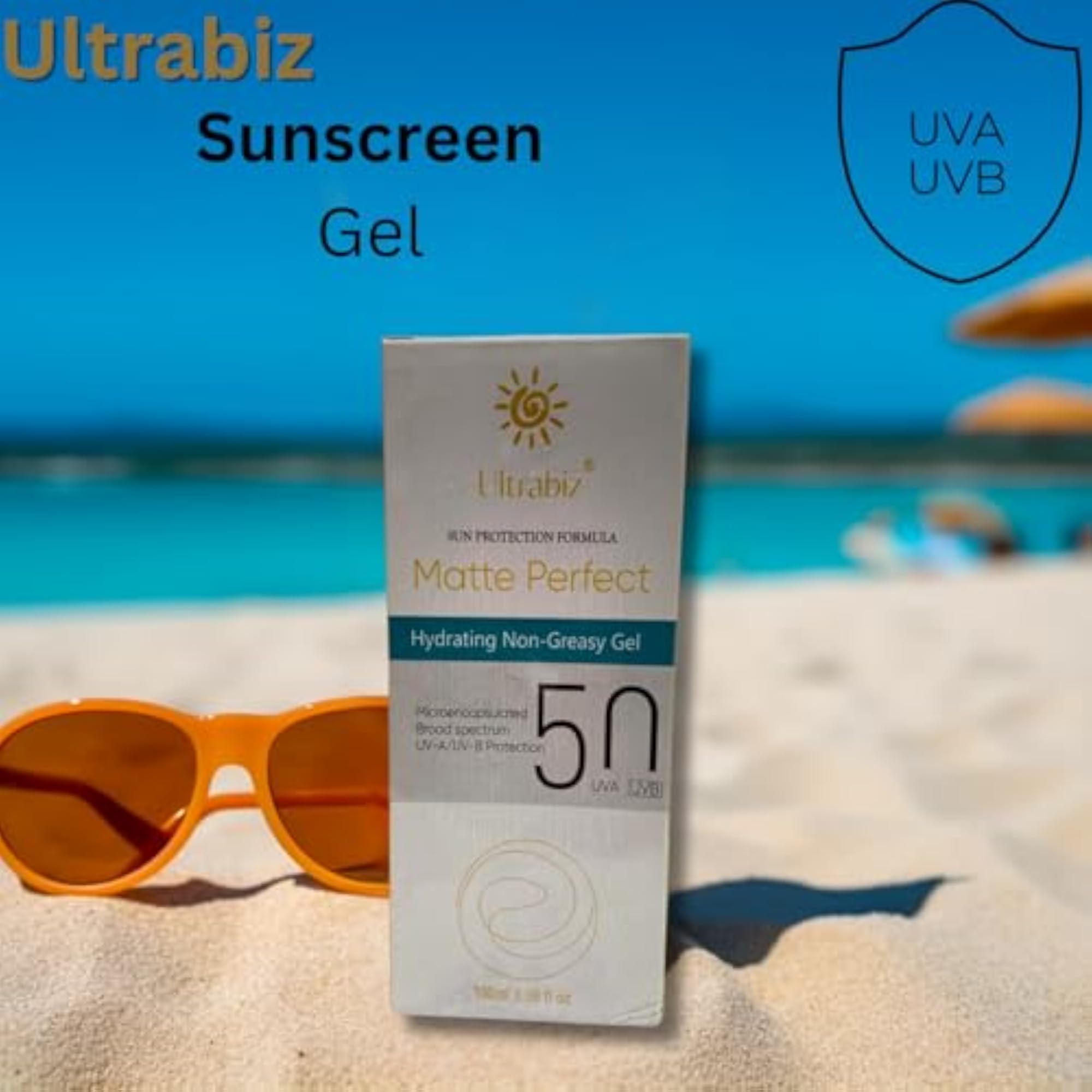 DermaShoap Ultrabiz Gel 50 SPF Sunscreen, Hydrating Non-Greasy